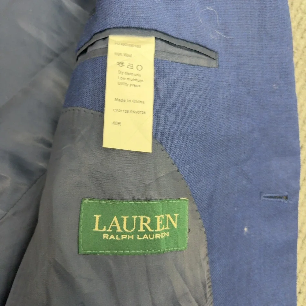 Lauren Ralph Lauren Blazer Mens 40R Blue Wool Two Button Professional‎ Classic